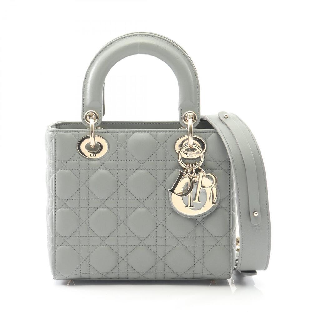 Christian Dior LADY MY ABC Christian Dior Cannage Handbag Leather Green